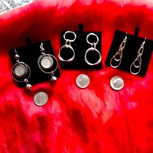 Three Pairs of Silver Dangly Earrings